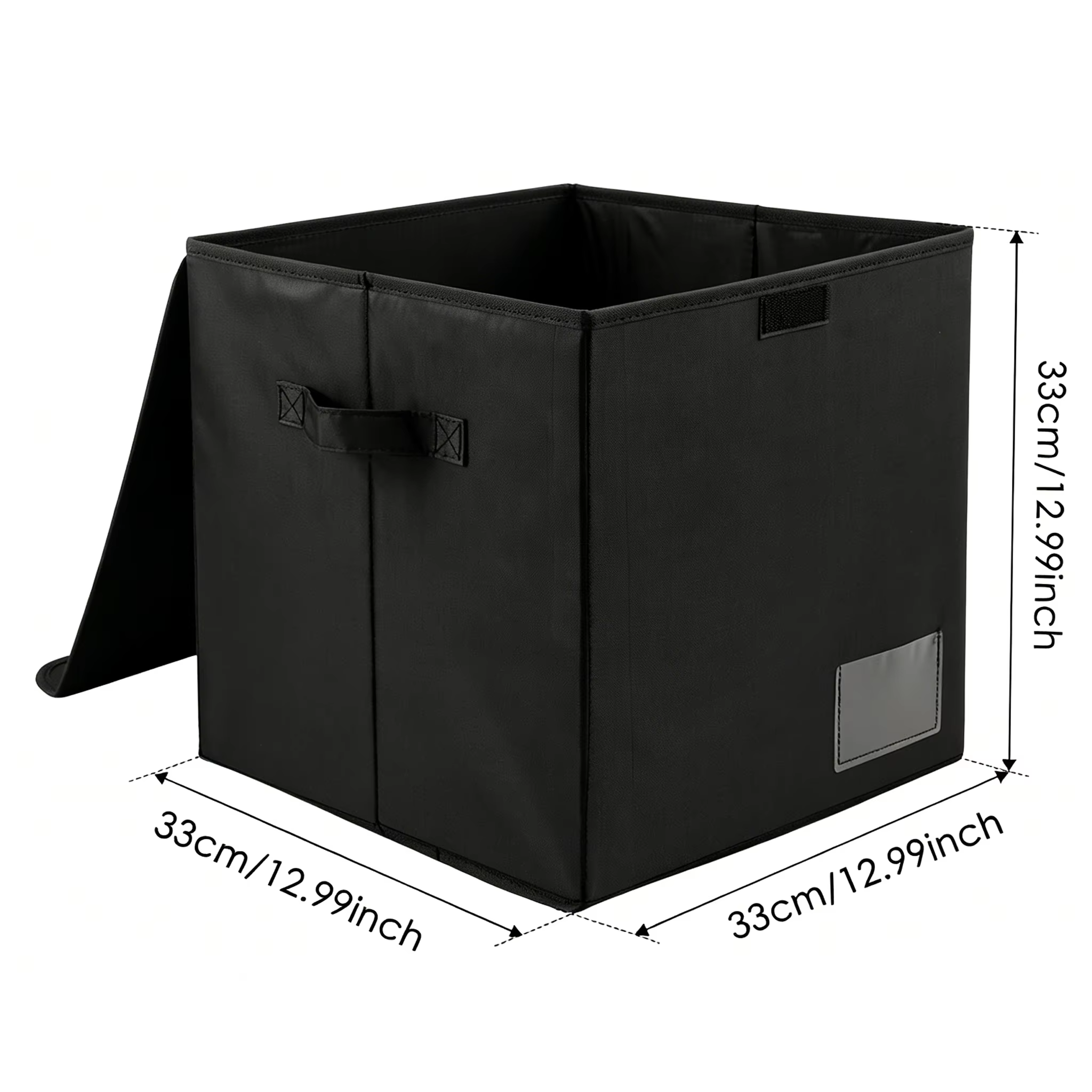 Boîte de rangement pour disques vinyles avec poignée et emplacement pour étiquette, étanche, pliable