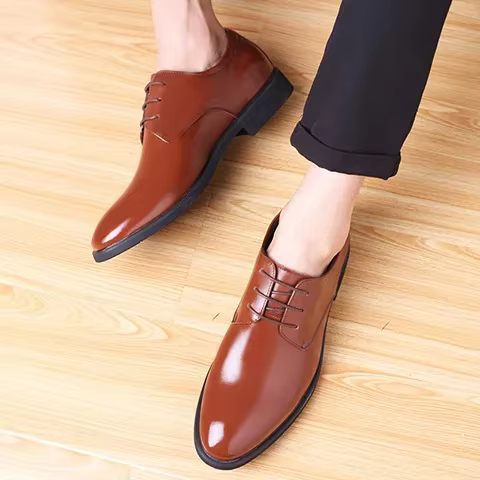 Chaussures en cuir respirantes pour hommes, noires, en cuir souple, à semelle souple, pour le printe