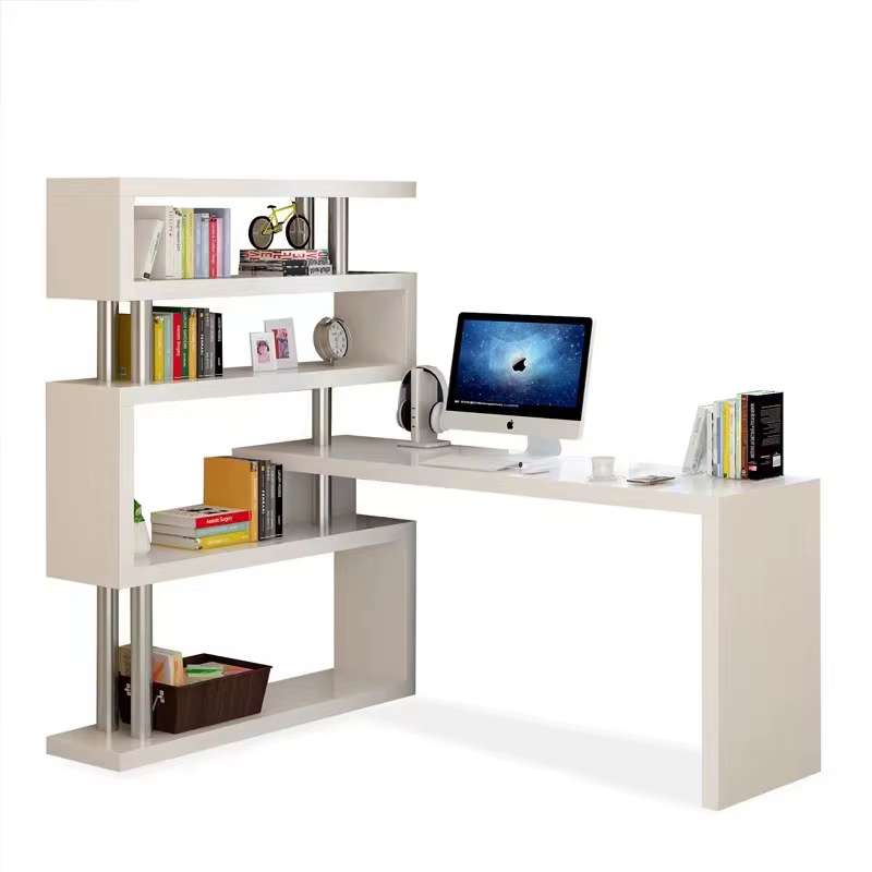 Bureau d'ordinateur moderne avec étagère, bureau debout avec étagère, étagère en bois de haute quali