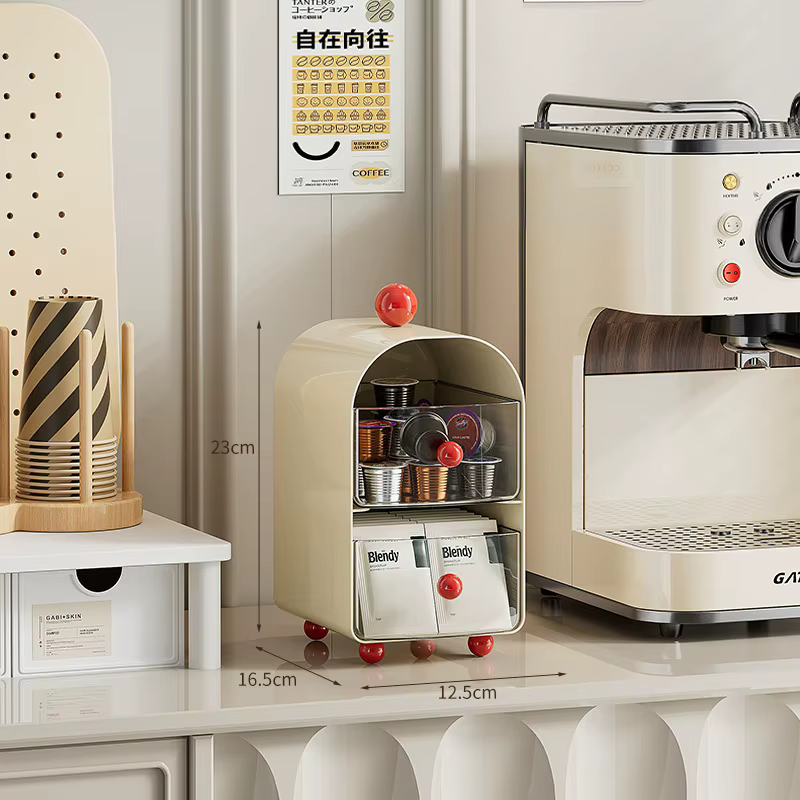 Organisateur de capsules de café crémeux, boîte de rangement à 2 niveaux pour sachets de thé, K-Cups