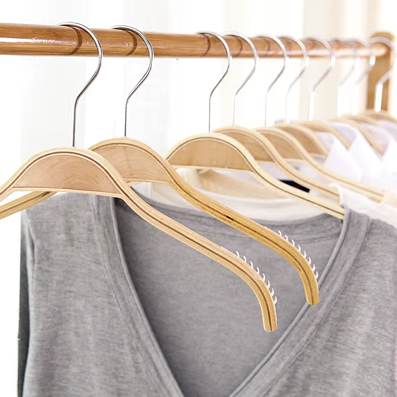 Cintre en bois massif, support de séchage de vêtements antidérapant pour vêtements, pantalons de mén