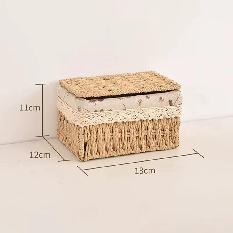 Boîte de rangement en rotin tressé pour jouets, collations et articles divers, boîte de rangement co