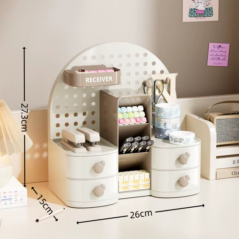 Organisateur de bureau créatif: boîte de rangement multifonctionnelle avec séparateurs de tiroirs, é