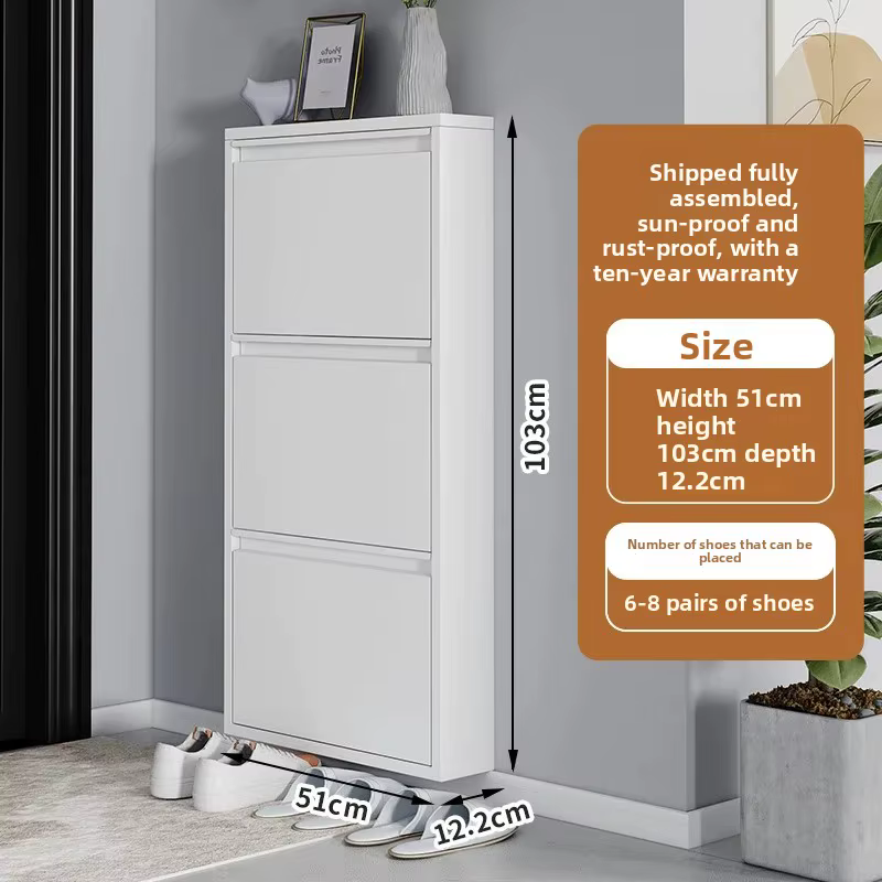 Armoire à chaussures de petite taille, sans installation, en acier laminé à froid, antirouille et sa