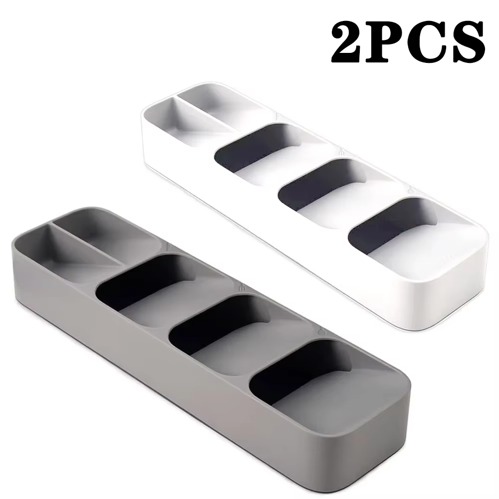 Plateau de rangement multifonctionnel pour couverts, organisateur compartimenté pour fourchettes et 