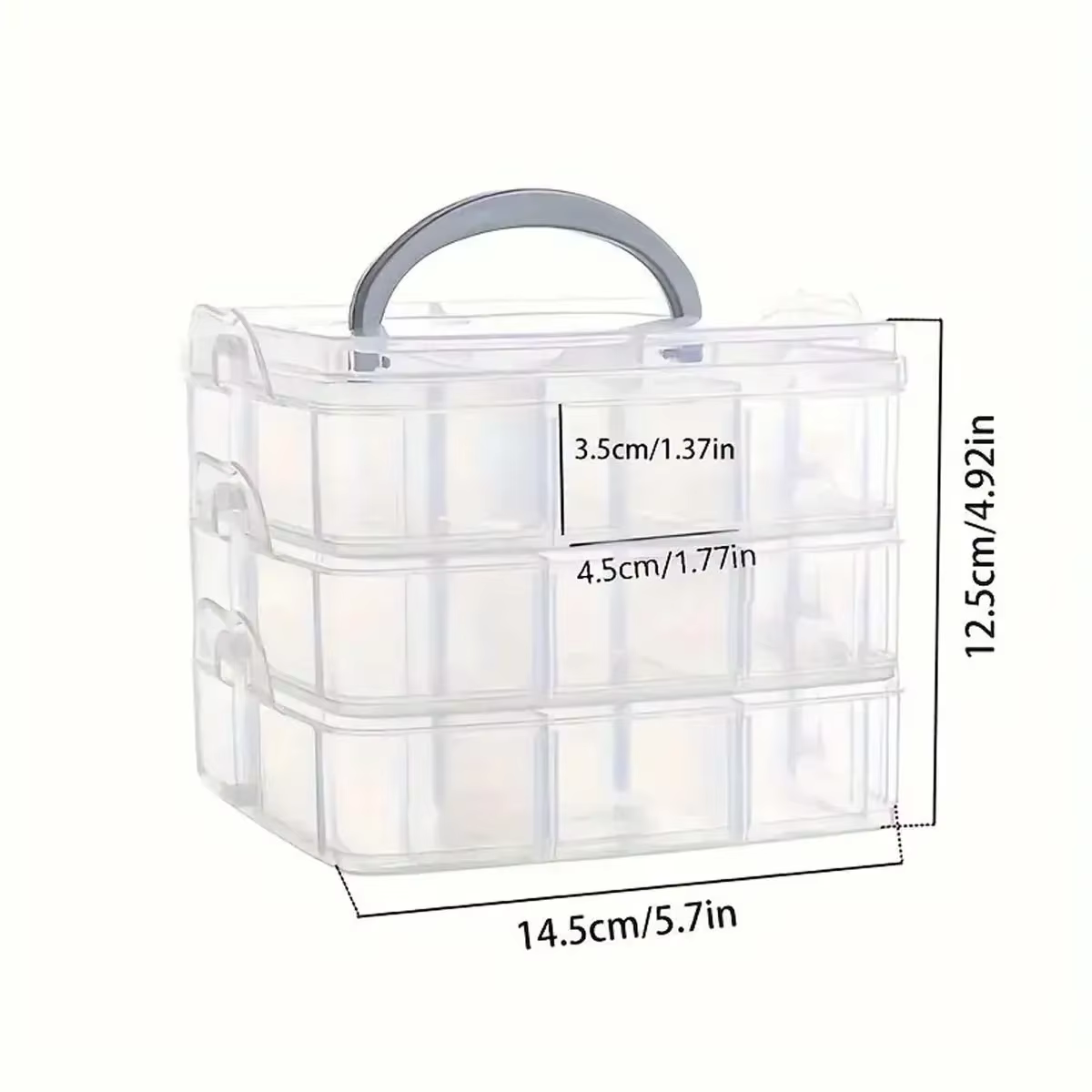 Boîte de rangement en plastique empilable à 3 niveaux, compartiments réglables, conteneur pour jouet