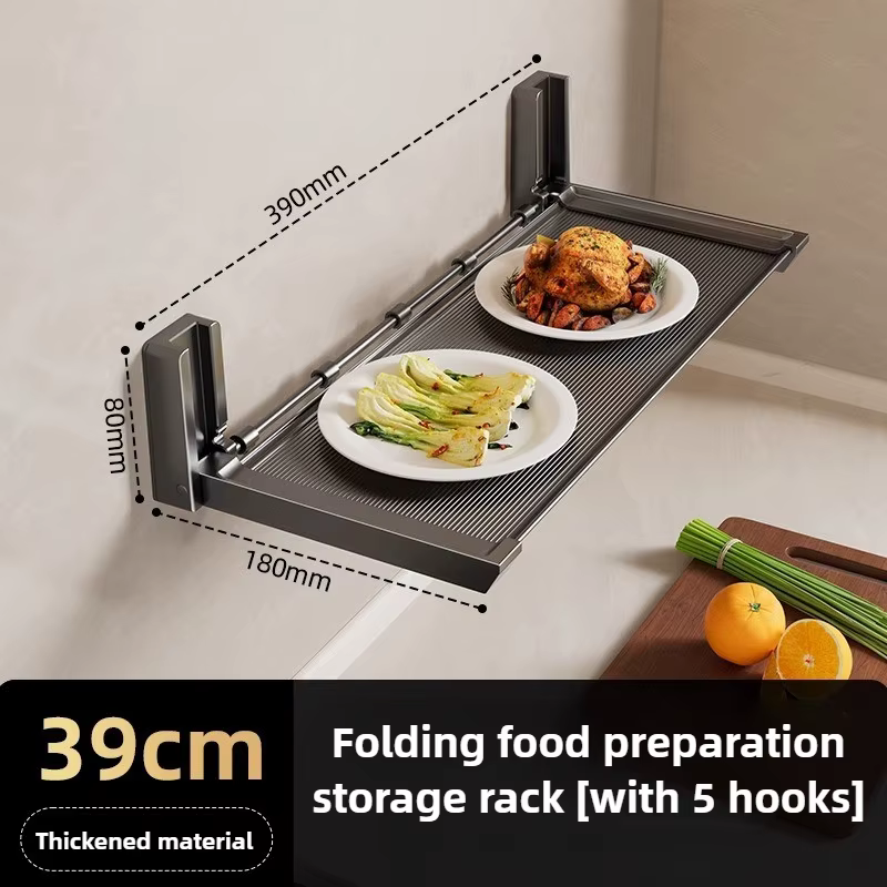 Étagère de cuisine suspendue pliable pour rangement de vaisselle, bols, légumes et épices, fixation 