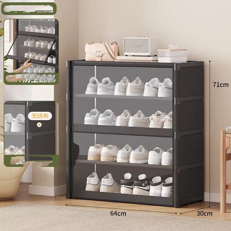 Meuble de rangement simple anti-poussière pour chaussures, type sur pied, étagère facile à assembler