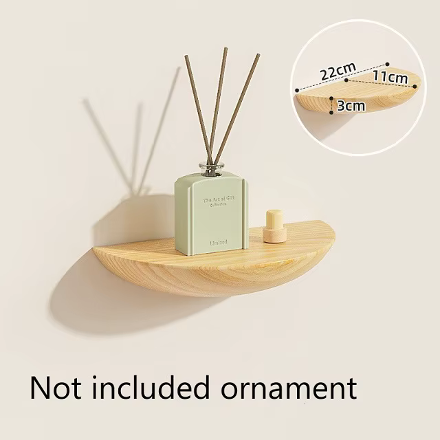 Présentoir de rangement demi-rond en bois, décoration artistique murale, étagère flottante pour sall