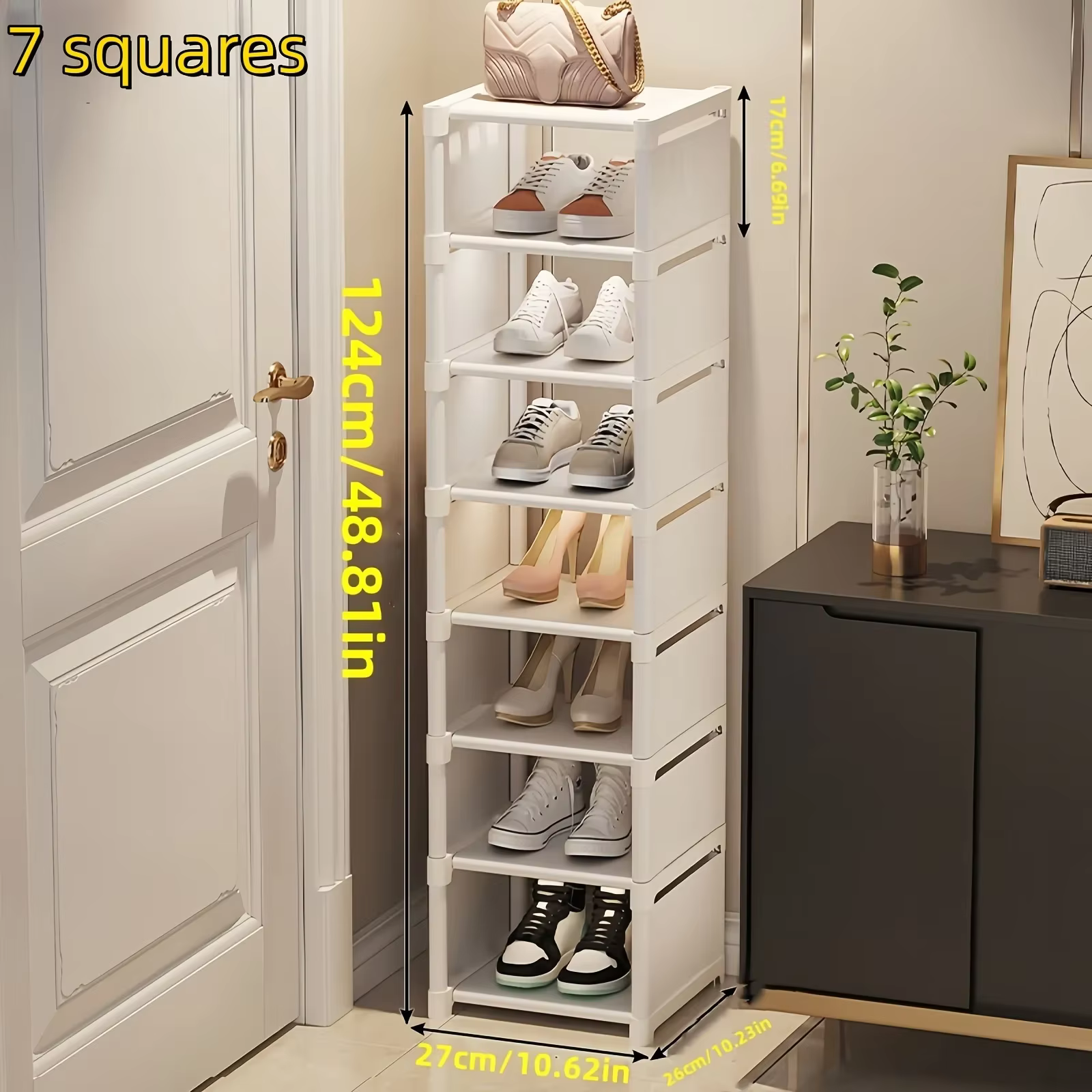 Étagère à chaussures en métal multi-niveaux avec étagères en tissu, gain de place pour baskets et sa
