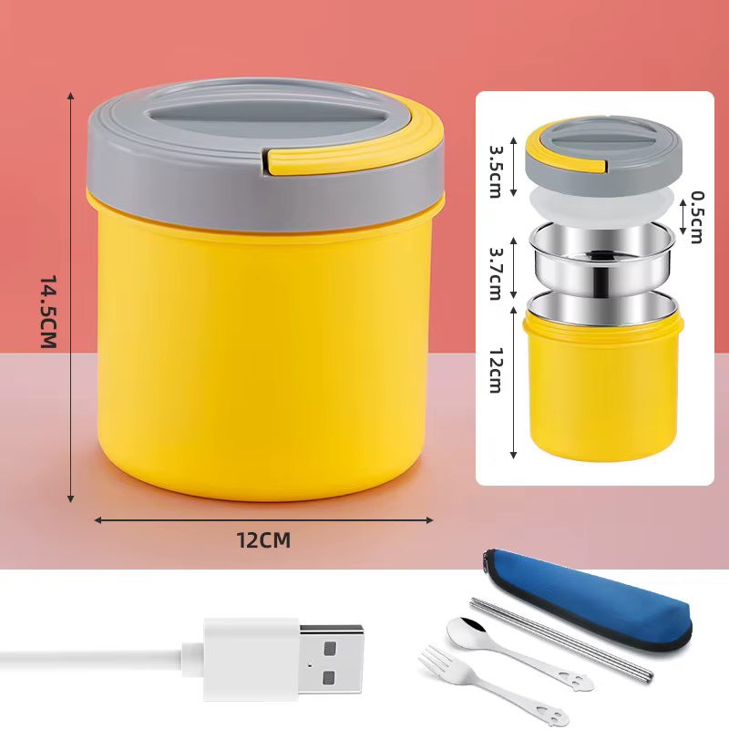 Boîte à lunch métropolitaine électrique, boîte à bento thermique en acier inoxydable, chauffe-alimen