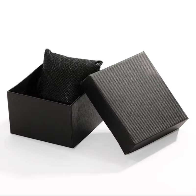 Boîte de rangement pour montre carrée simple noire anti-poussière, boîte à bijoux spéciale pour une