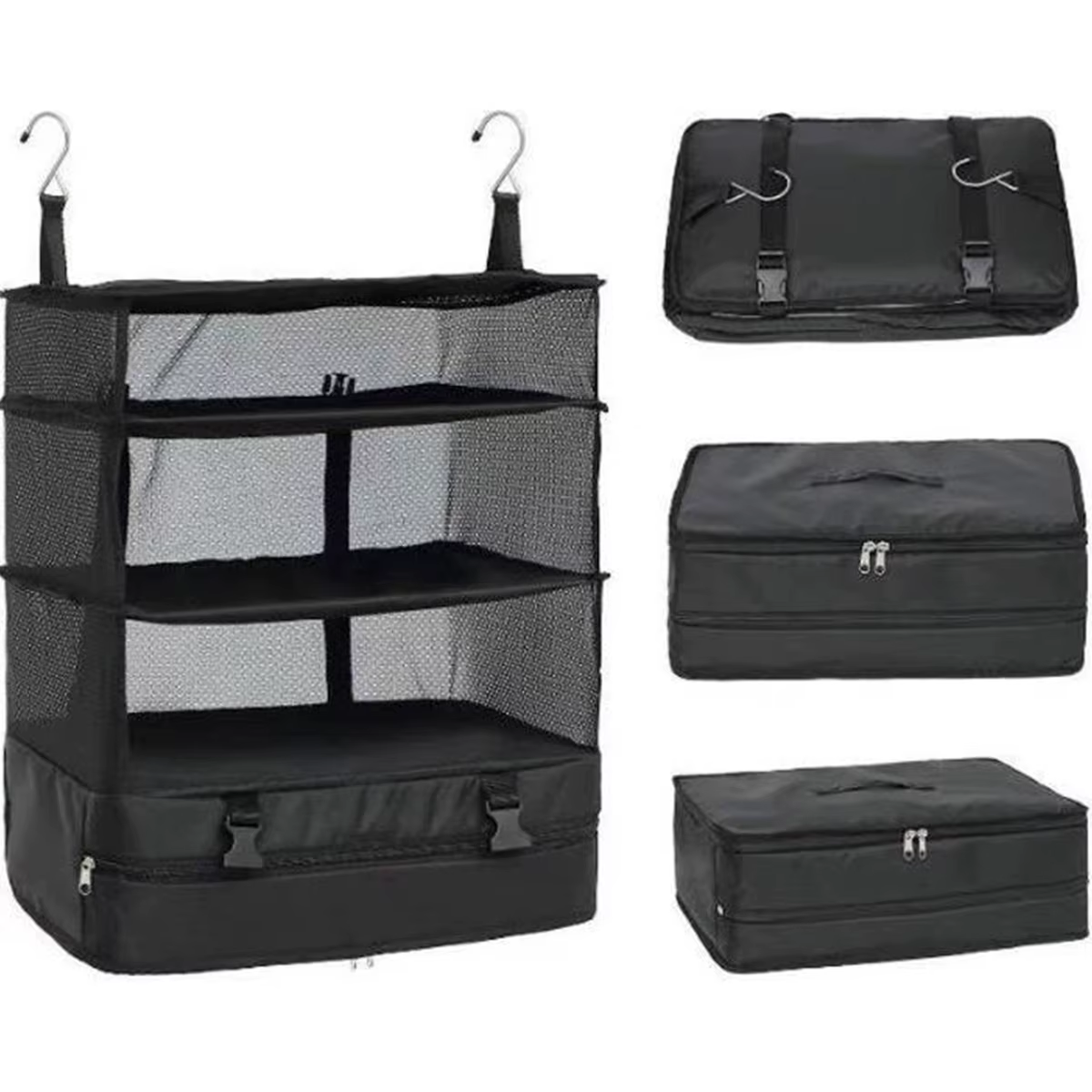 Organisateur de bagages de voyage, étagères de voyage portables, sac de valise à 3 étagères, Cube d'