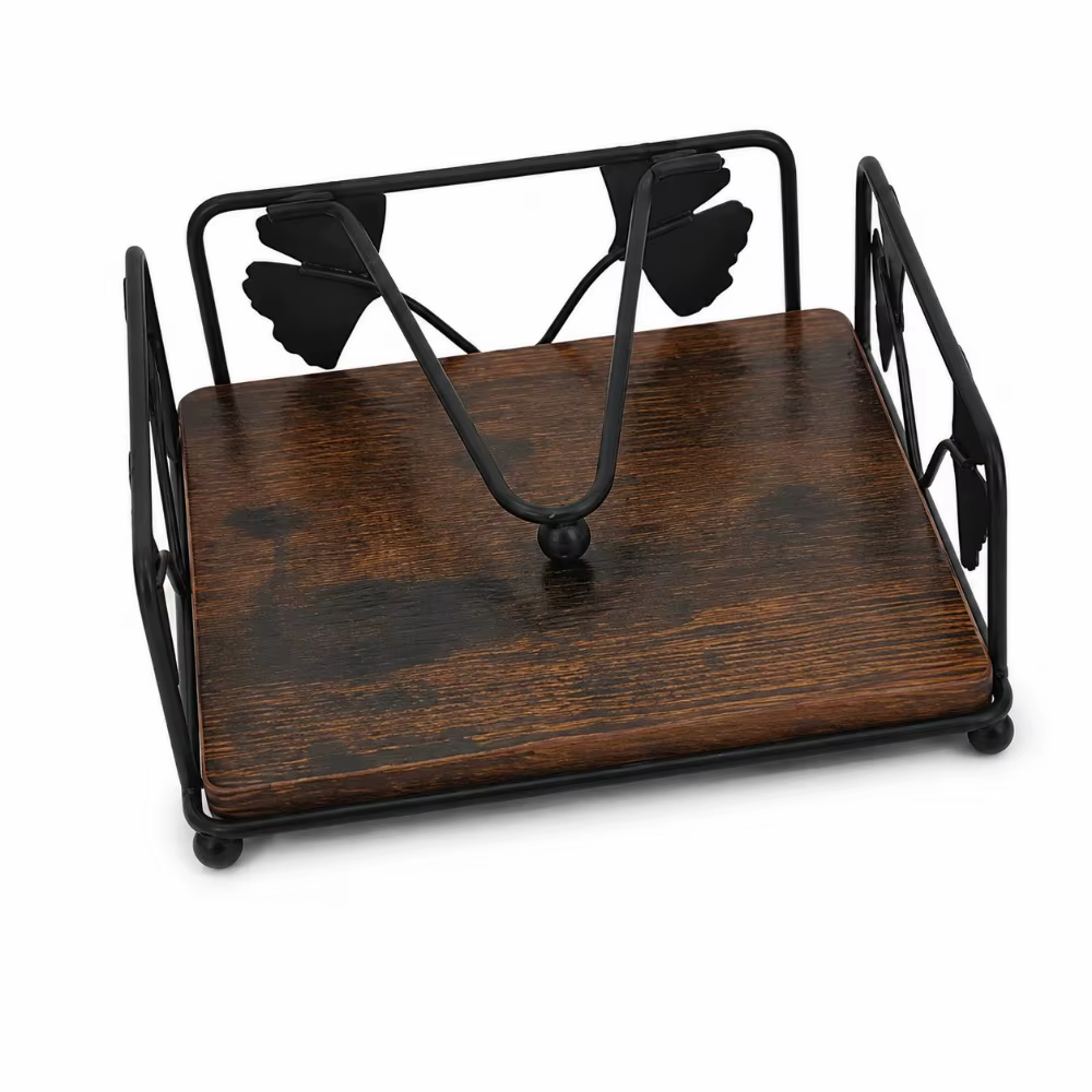 Support de serviettes en bois massif pour décoration de table, distributeur de papier plat autoporta