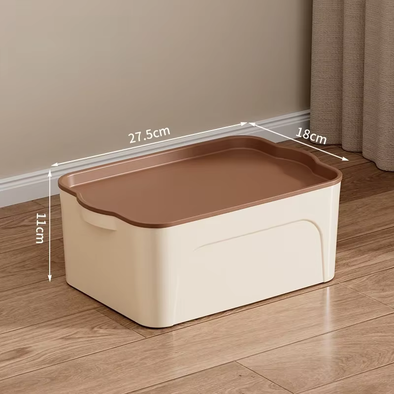 Boîte de Rangement Empilable en Plastique avec Couvercle, Placard, Armoire, Bureau, Organisateurs, V
