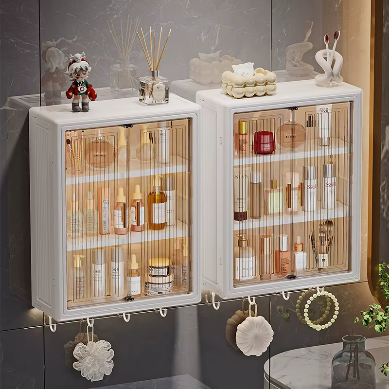 Étagère de salle de bain murale, organisateur magnétique adhésif sans perceuse, étagère de rangement
