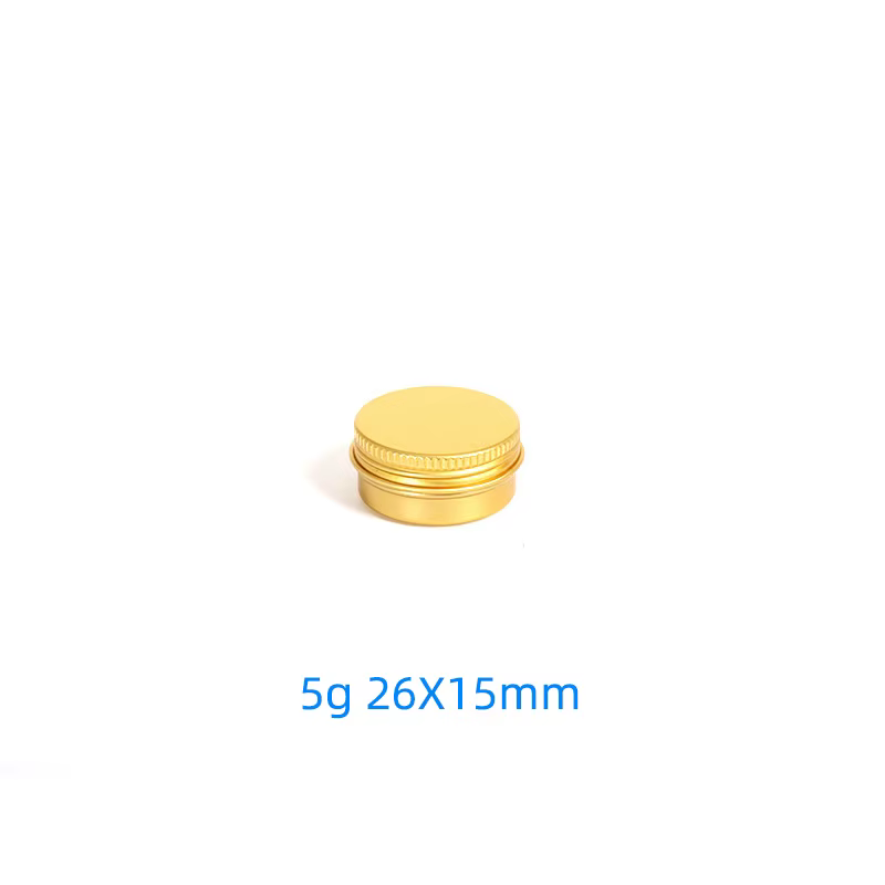 Boîte en aluminium dorée de 5g à 60g, pot à crème, boîte métallique, pot cosmétique DIY rechargeable