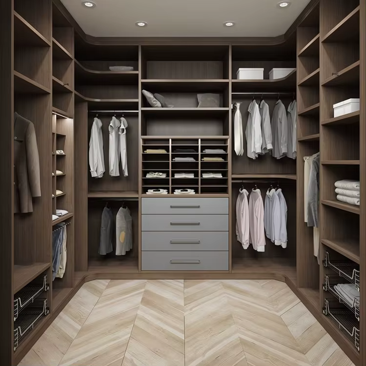 Armoire murale de chambre à coucher moderne, design intégré, armoires walk-in, armoire à vue dégagée