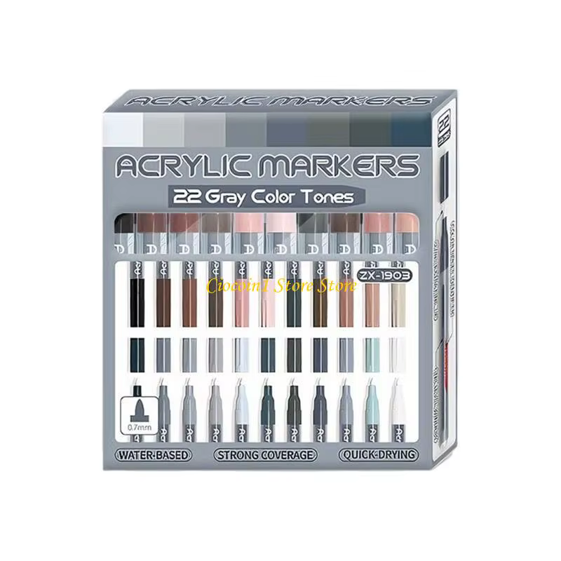 Seau rangement marqueurs acryliques portables A3PC, plusieurs couleurs pour le dessin professionnel