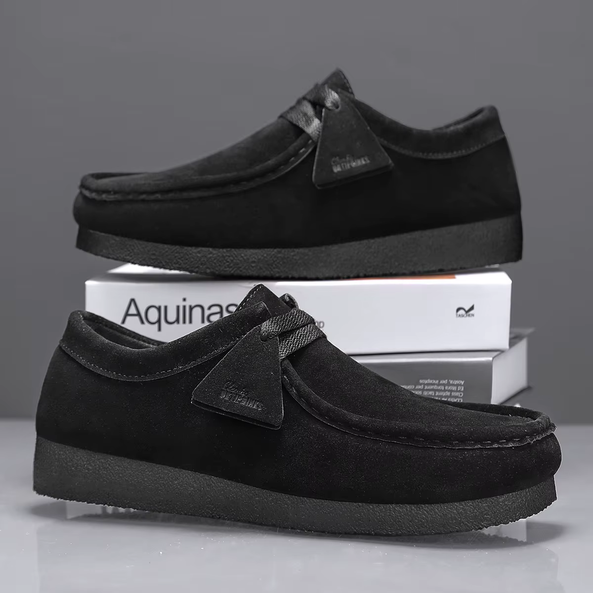 Mocassins pour hommes à bout large, en daim, avec ornement en dentelle, semelle intermédiaire platef