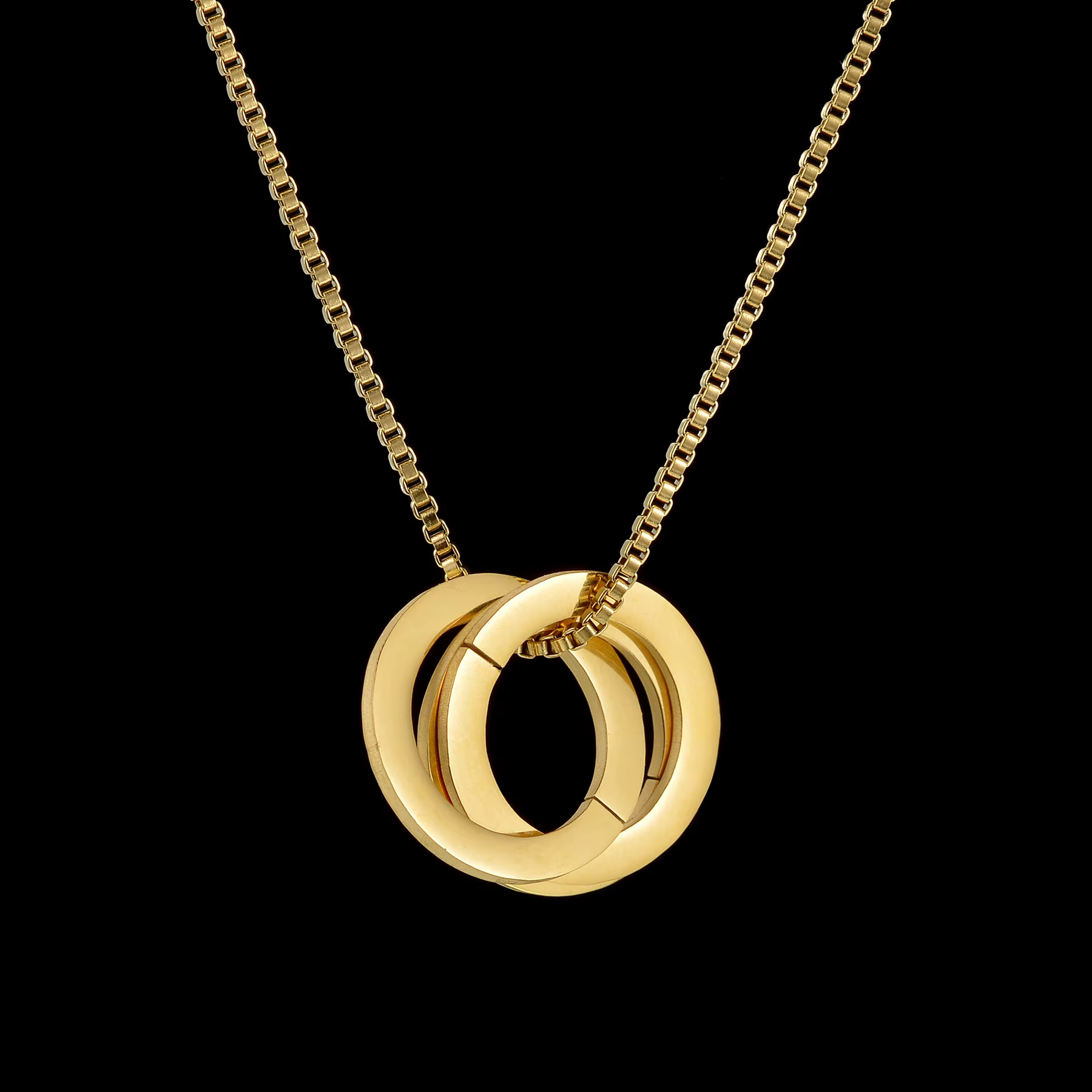 Collier entrelacé en acier inoxydable pour femme, boîte à pendentif 3 cercles, bijoux créatifs perso