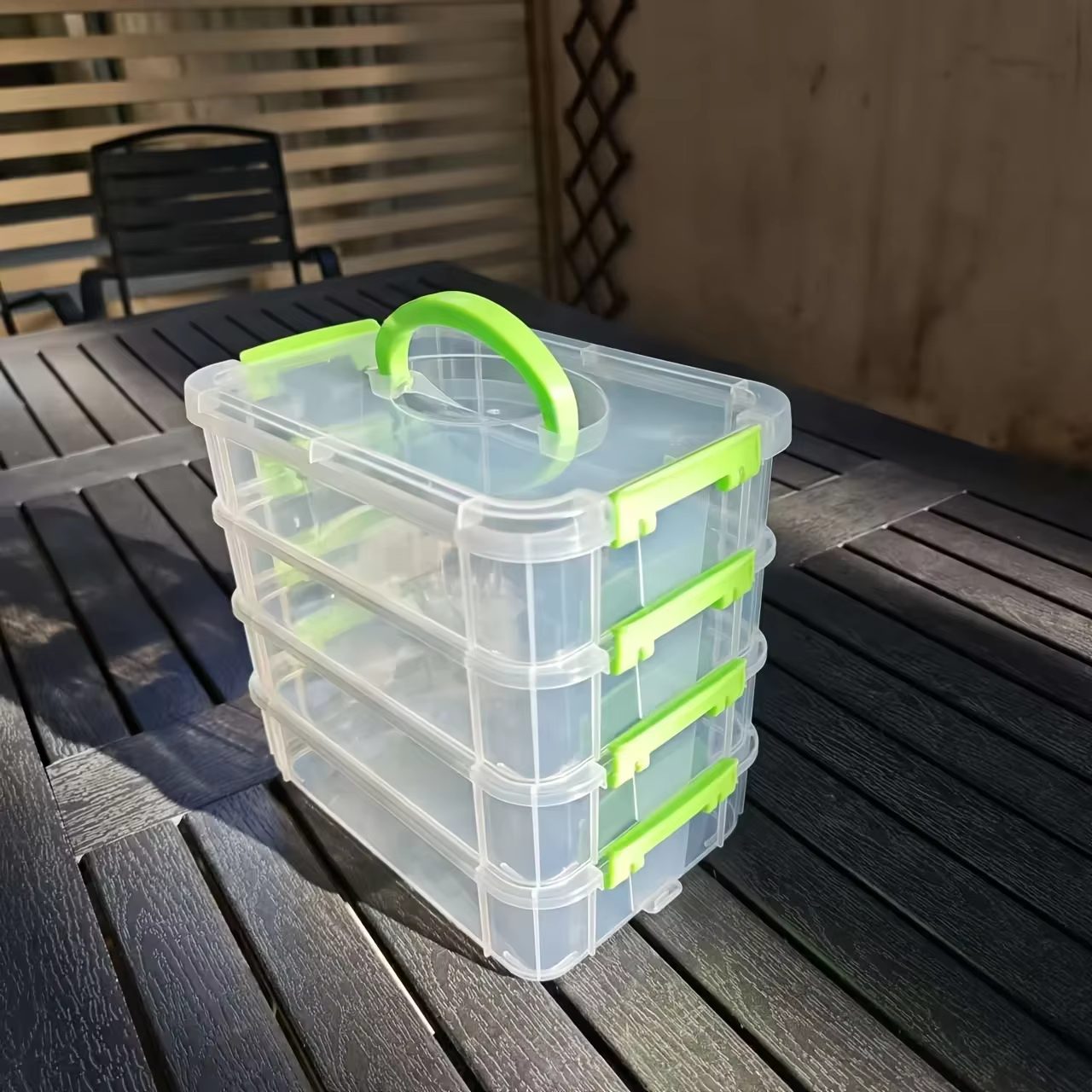 Boîte de rangement en plastique Transparent à 4 couches, couvercle de tiroir cloisonné, boîte de ran