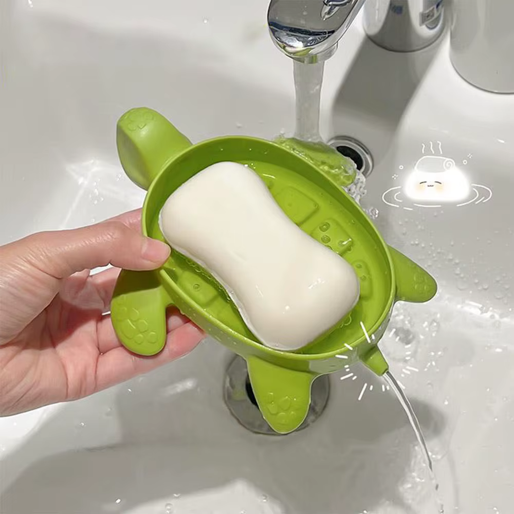 Boîte à savon de vidange de tortue, porte-savon de tortue de dessin animé, boîte à savon de tortue c