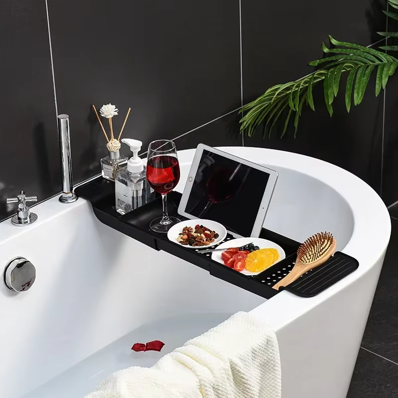 Support de rangement de baignoire rétractable multifonction, plateau de bain, étagère de rangement d