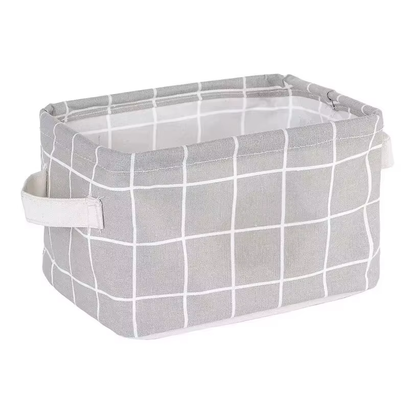 Linen Desktop Storage Basket Sundries Toy Storage Box Laundry Basket Underwear Cosmetic Organizer Of