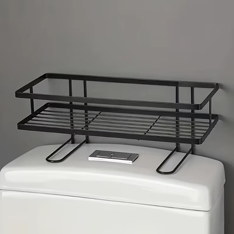 Étagère de toilette peu encombrante, organisateur de salle de bain sans perceuse pour serviettes et 
