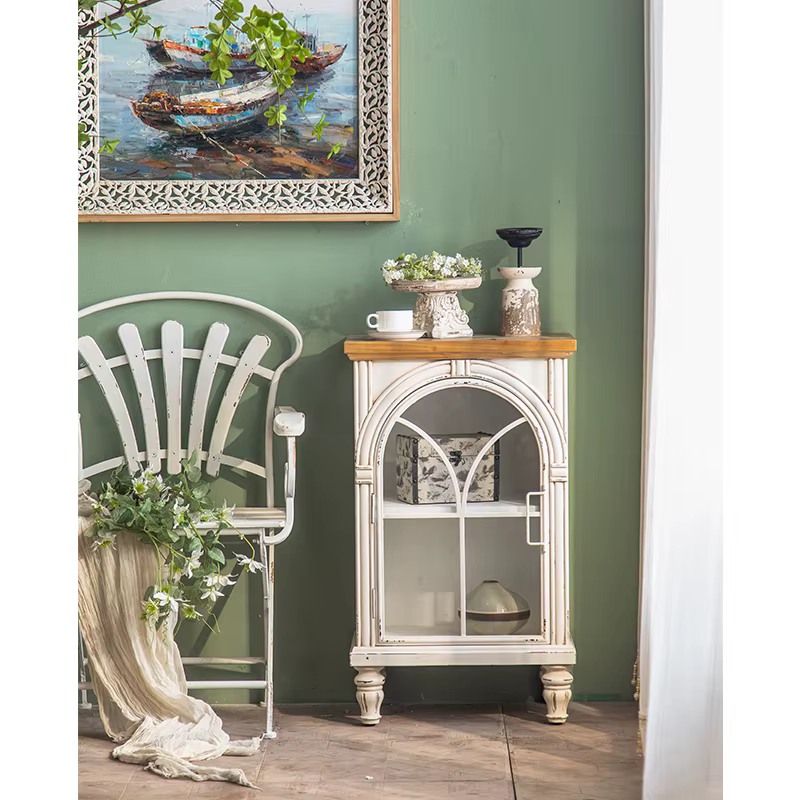 Armoire de rangement en bois blanc rétro, cuisine Vintage européenne contemporaine, vitrine, présent