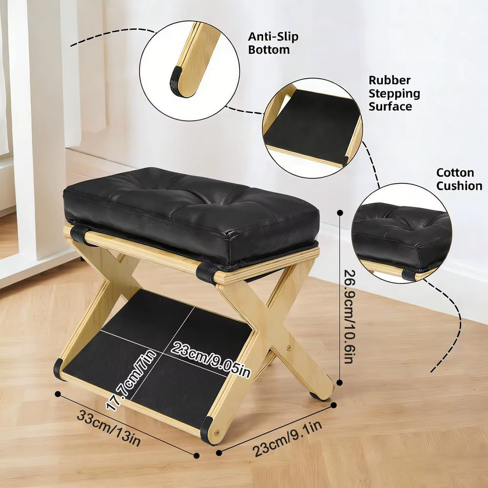 Repose-pieds en bois à double couche antidérapant ergonomique pour bureau, maison, dortoir, appartem