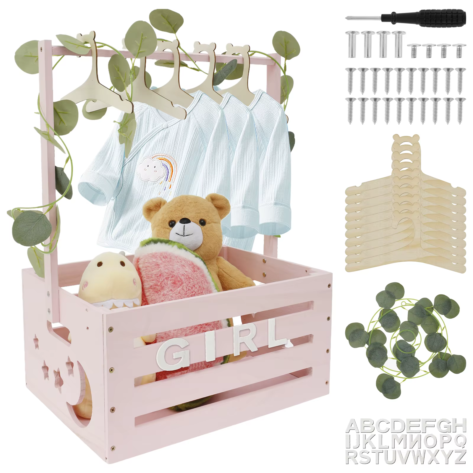 Panier de rangement en bois pour fête prénatale, panier Portable pour nouveau-né, caisse de rangemen
