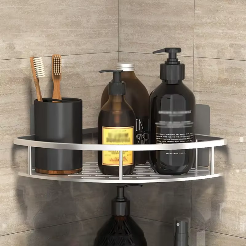 Support de rangement pour salle de bain, sans perceuse, étagère murale d'angle, support de douche po