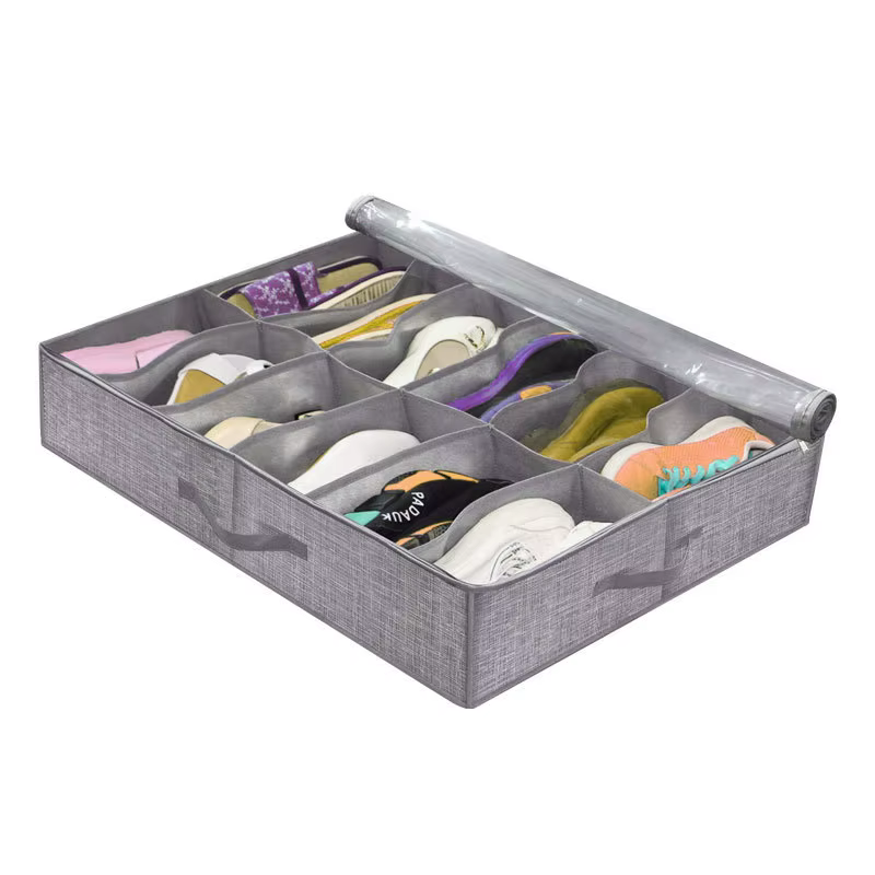 Organisateur de rangement de chaussures robuste sous le lit, adapté à 12 paires de chaussures sous l