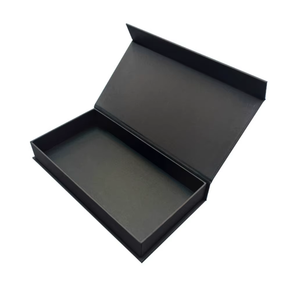Boîte d'emballage et d'expédition à couvercle magnétique rectangulaire, marron blanc et noir, boîte-