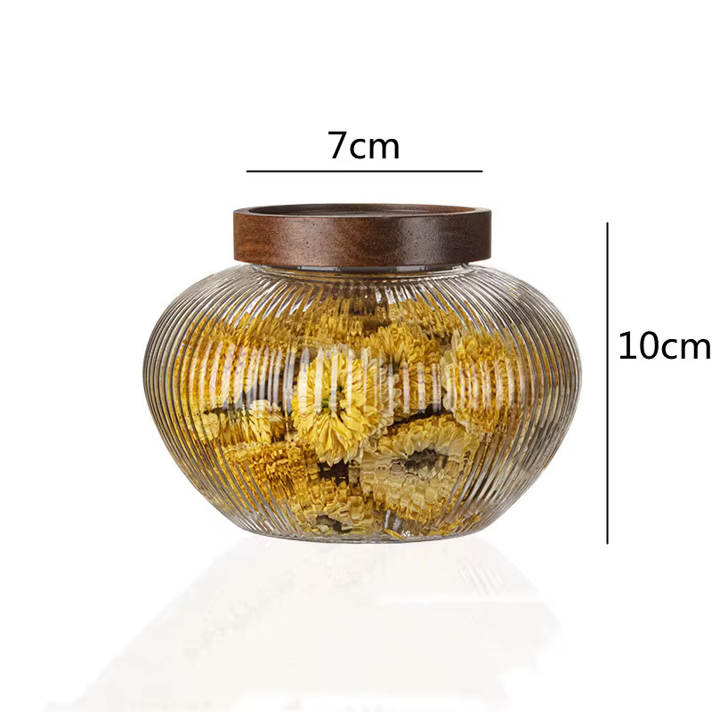 Bocal de rangement en verre avec couvercle en bois d'acacia, boîte à thé, récipient de cuisine, gard