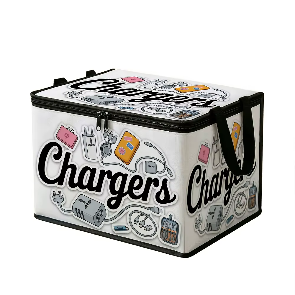 Boîte de rangement pliable avec couvercle pour vêtements, câbles électroniques et chargeurs, avec mo