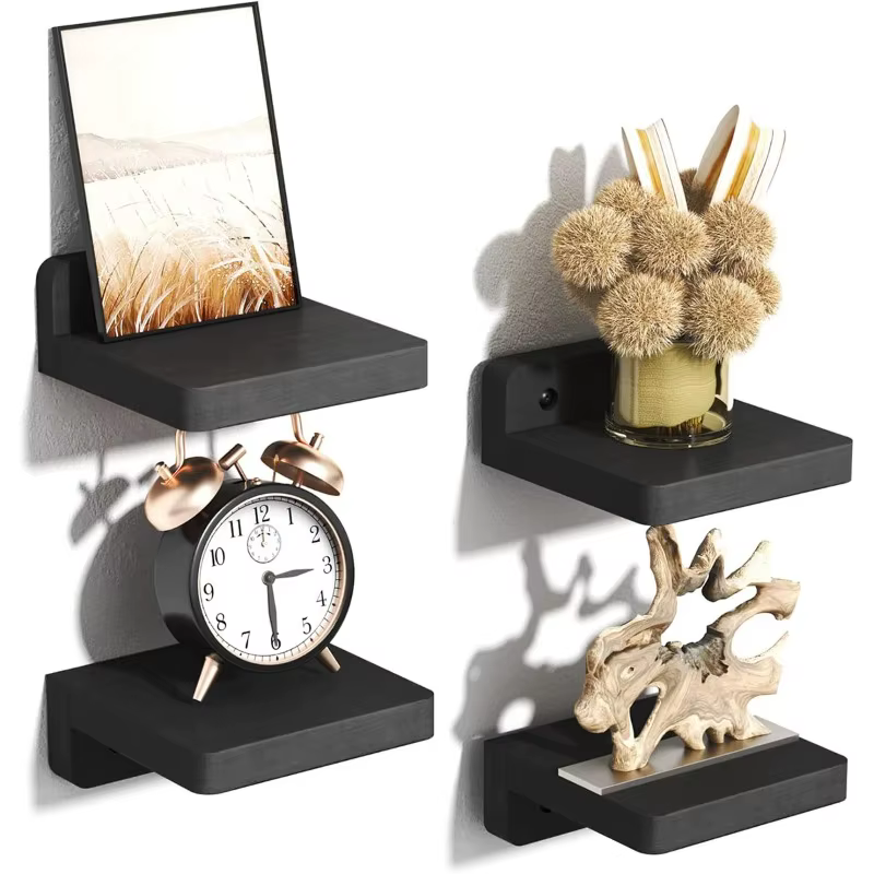 Lot de 4 petites étagères flottantes murales, étagère en bois de 5 pouces, étagères de présentation,