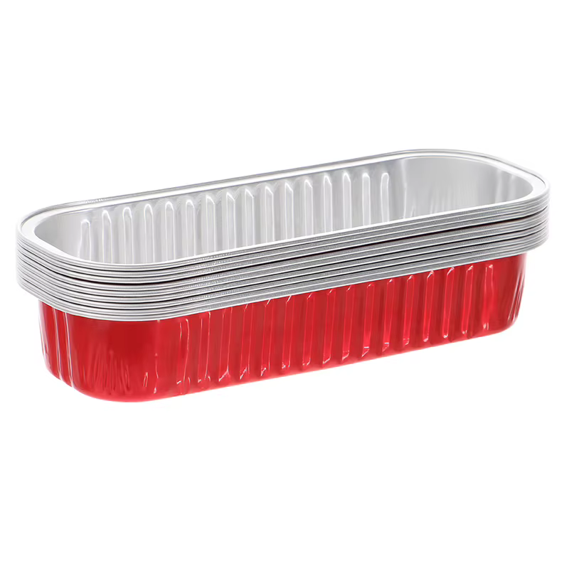 Boîte à gâteaux rectangulaire en aluminium de 200ml, 10 pièces, ensemble avec couvercle pour Cupcake