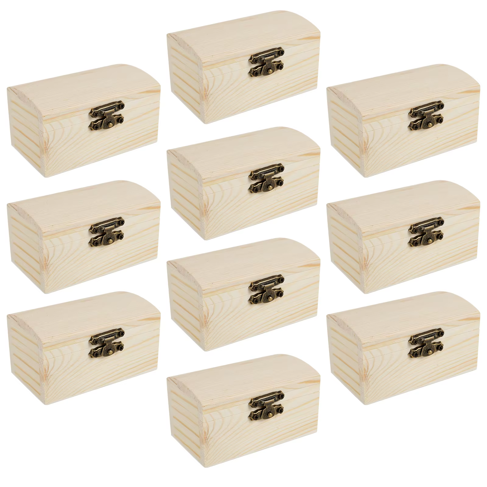 Boîte de rangement de bijoux 10 pièces, Mini boîte à souvenirs en bois inachevé avec couvercle, boît