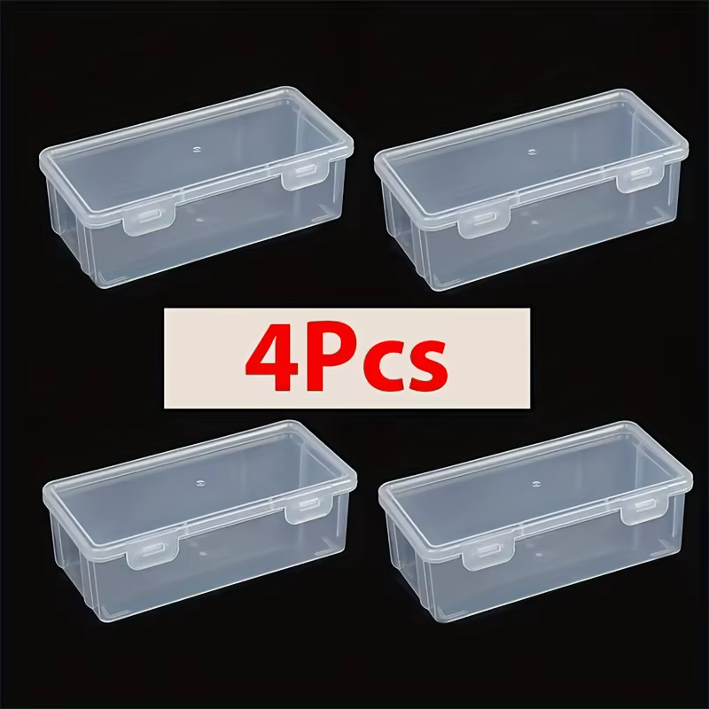 4 grandes boîtes de rangement transparentes en PP avec couvercles, utilisées pour ranger les fournit