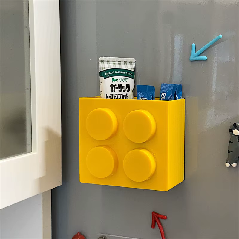 Boîte de rangement magnétique blocs de construction support de rangement cuisine sans perceuse réfri