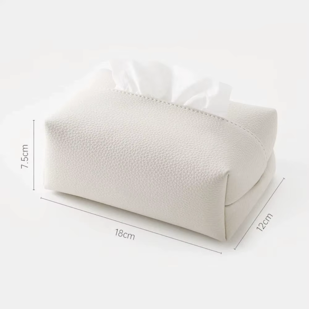 Boîte à mouchoirs en cuir artificiel, design carré, couleur unie, boîte de rangement pour mouchoirs,