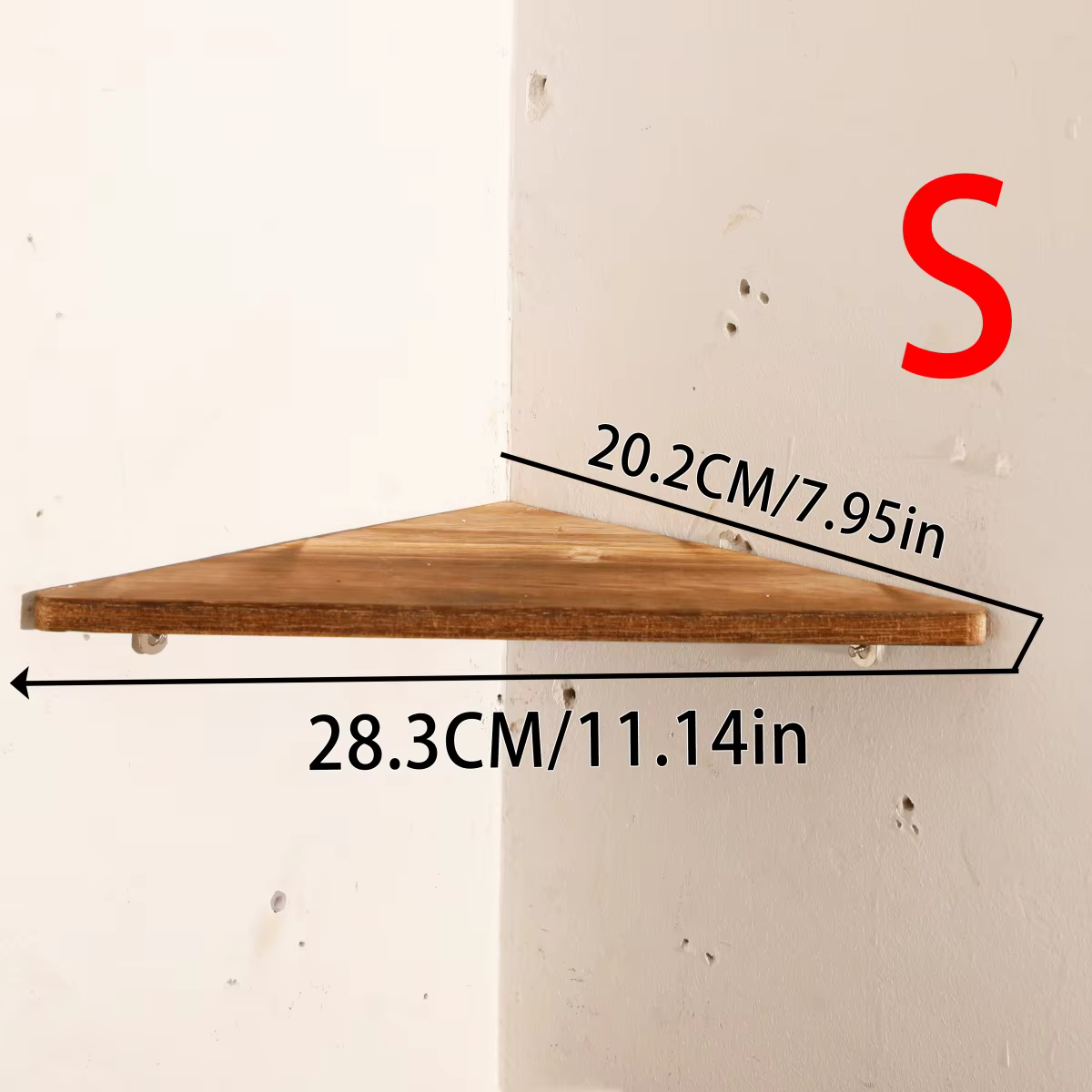 Étagère flottante en bois, Triangle brûlé au charbon de bois, support Dsiplay, support de rangement 