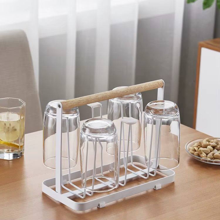 Support de Bar en bois et métal pour la maison, support de séchage de rangement de cuisine, tasses à