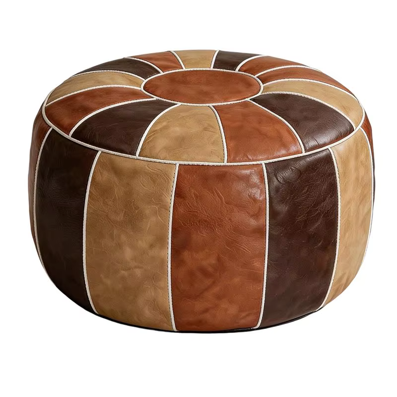 A76X-Pouf de rangement marocain en similicuir non rembourré, repose-pieds, ottoman, siège, pouf de s