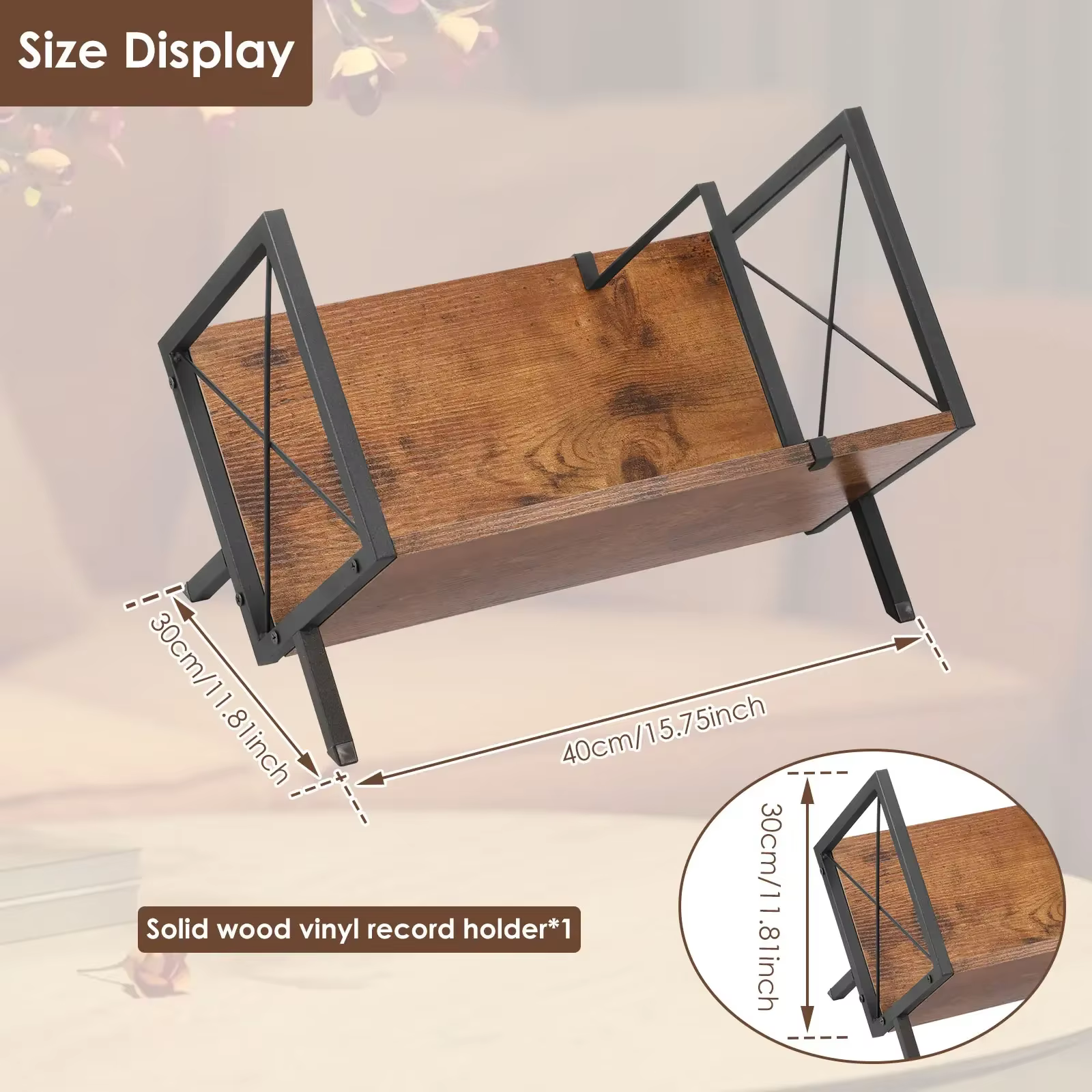 Étagère de rangement pour disques vinyles en bois et métal, support de bureau avec séparateurs régla