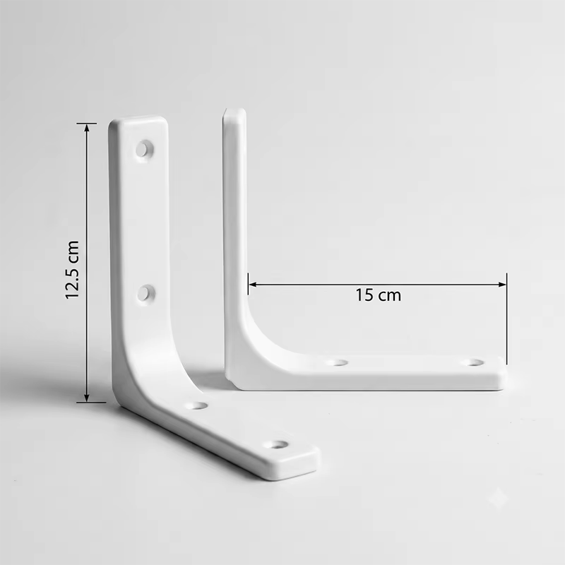 Lot de 2 supports d'étagère robustes 12,5 x 15 cm blancs en forme de L, support d'angle pour étagère