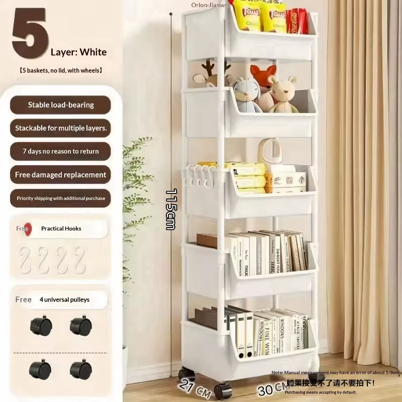 Étagère de rangement à 5 niveaux - Organisateur de jouets pour enfants, étagère à collations pour la